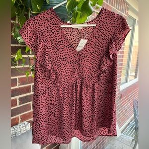 NWT LOFT size M Top Blouse Tunic Shirt Leopard Print
